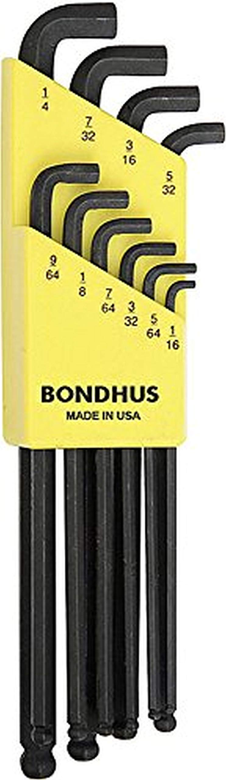 Bondhus 16538 Set of 10 Balldriver Stubby L-wrenches, sizes 1/16-1